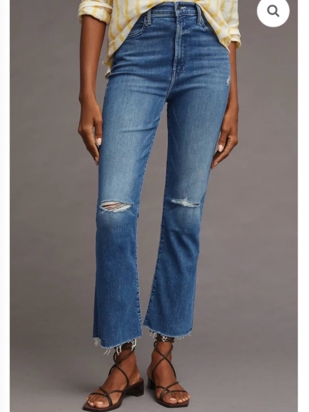 MOTHER The Hustler High Rise Distressed Ankle Flare Jeans — Cant Stop Staring